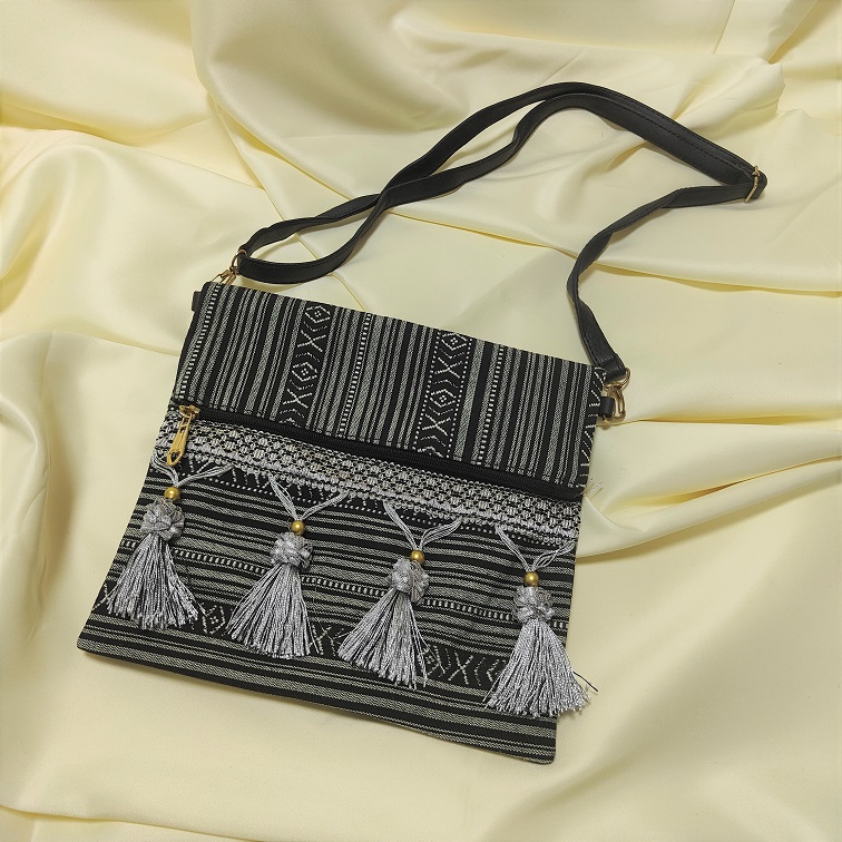 Black Aurora Boho Pouch Convertible Sling bag