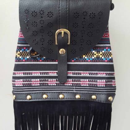 Black Fringe Boho Backpack