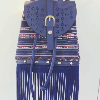 Navy Fringe Boho Backpack