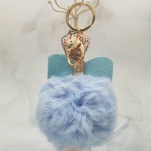 Blue Faux Fur Pom Pom Keyring