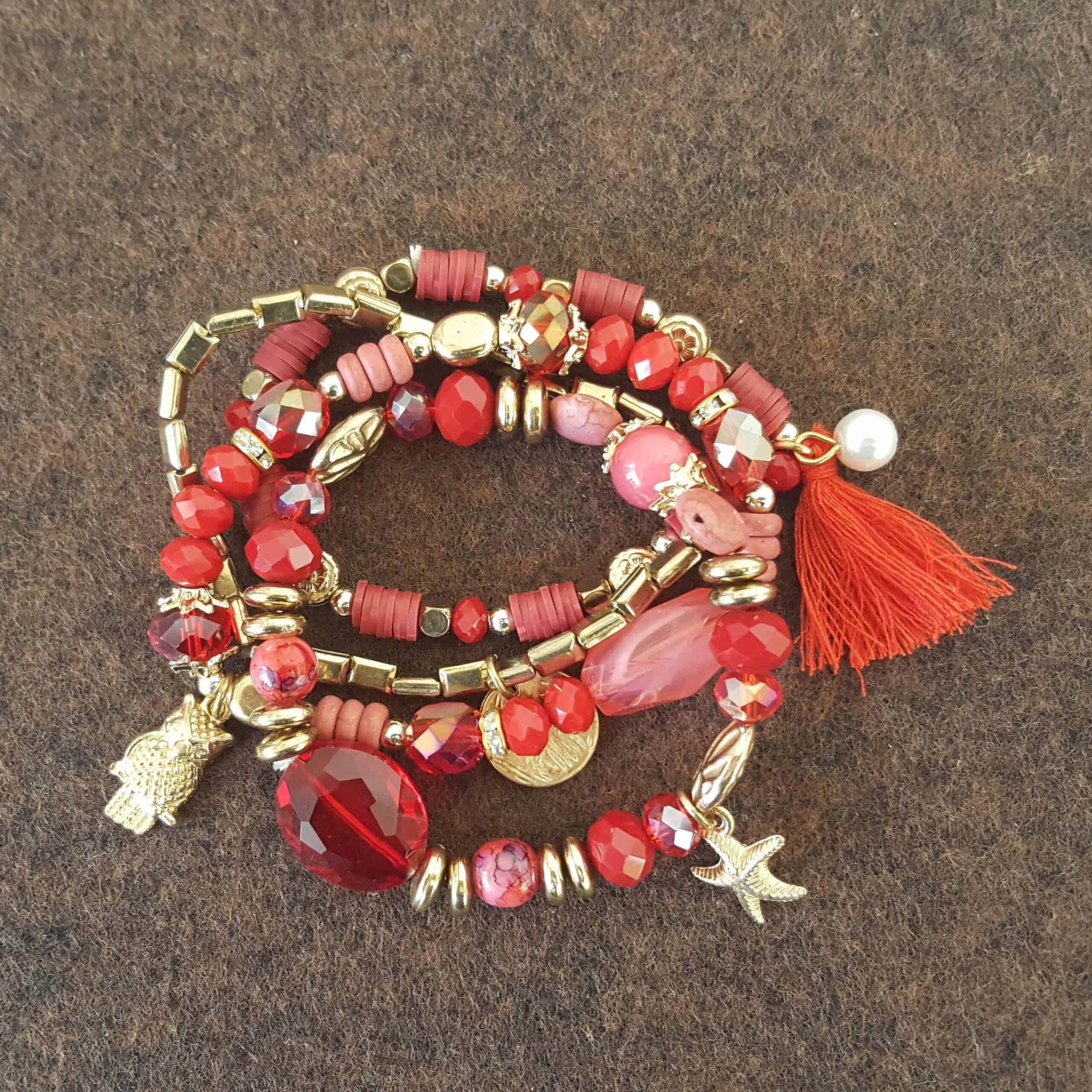 Scarlet Night Dreams Stack Bracelets