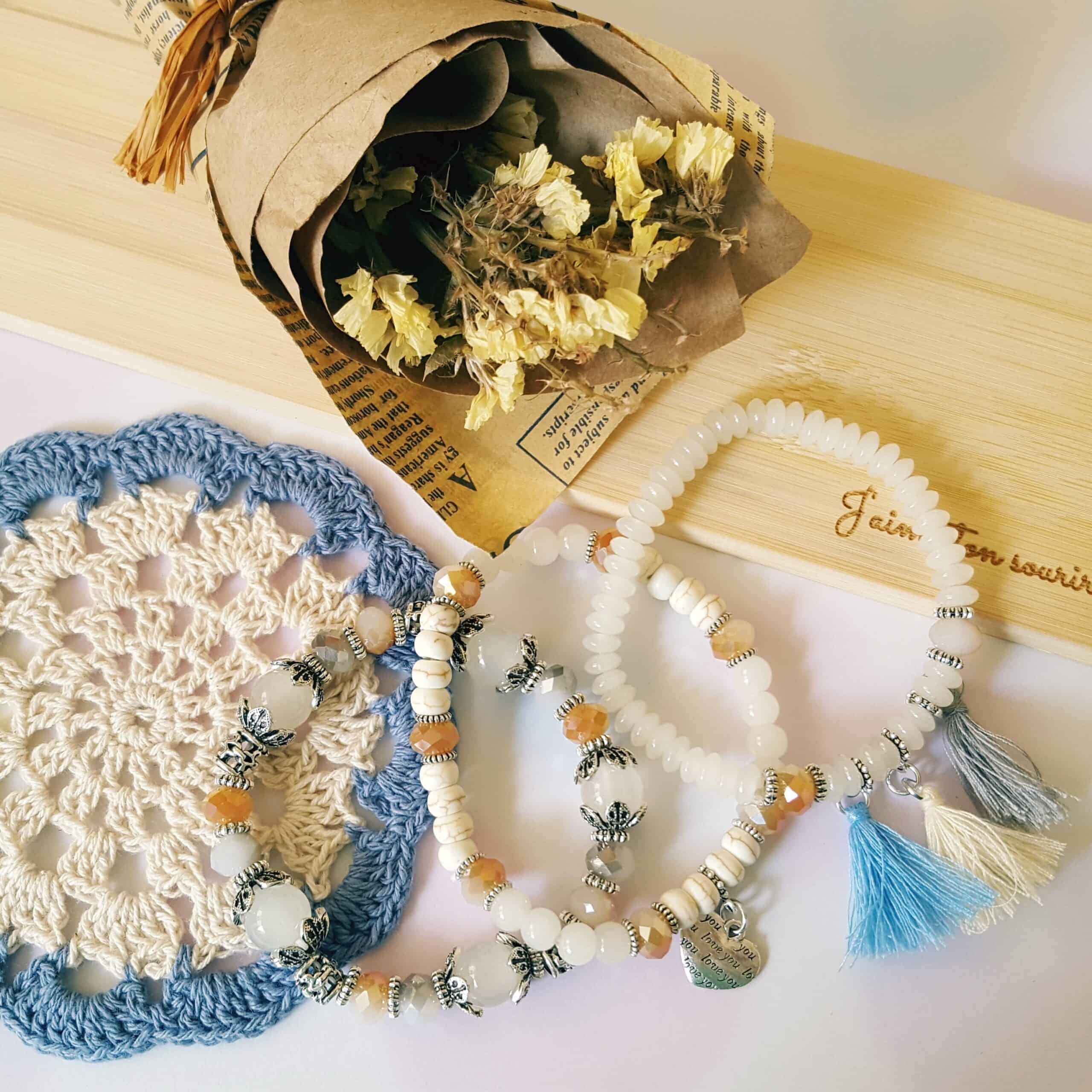 Snowball Chakras Stack Bracelets