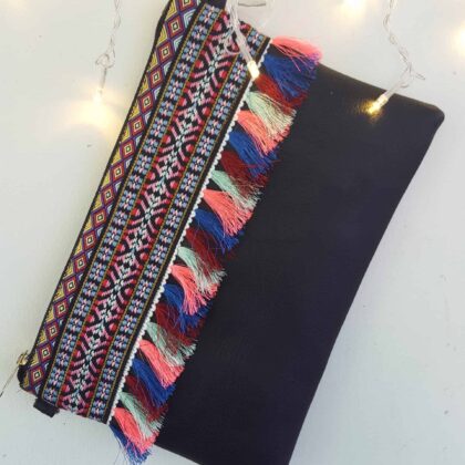 Tribal Print Faux Leather Clutch