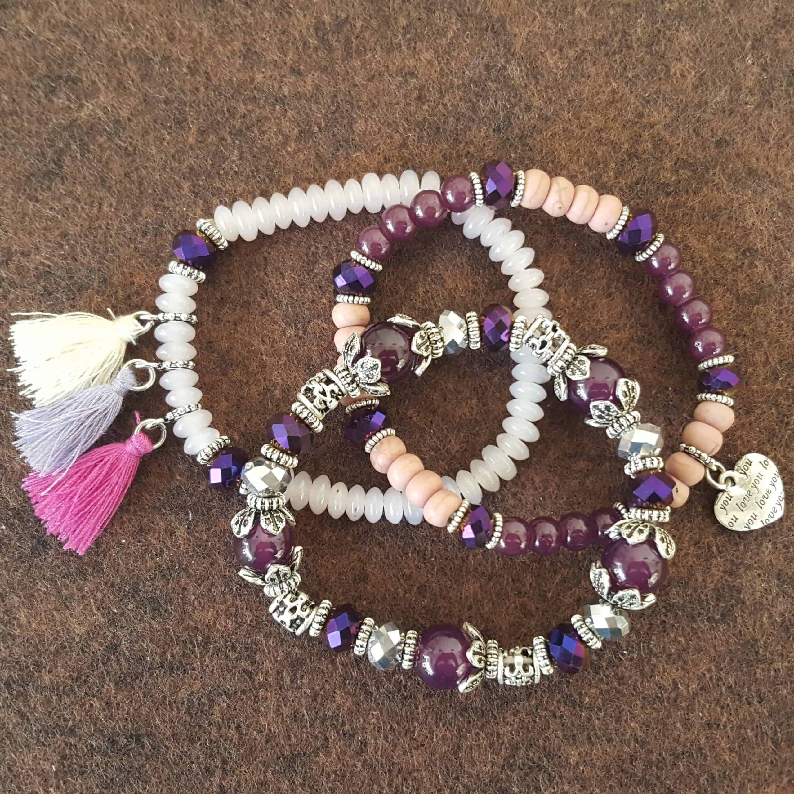 Violet Chakras Stack Bracelets