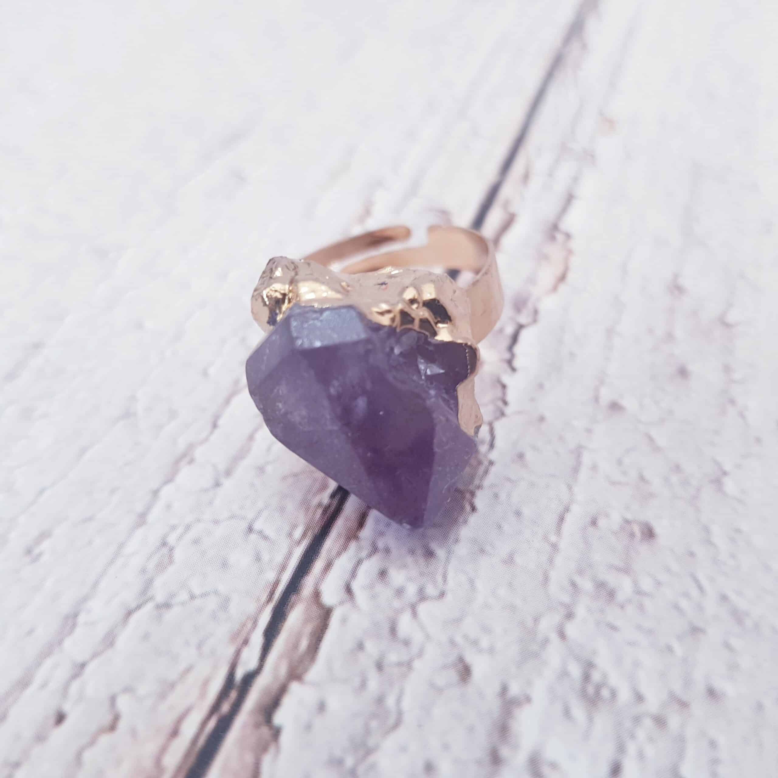 Raw cut on sale amethyst rings