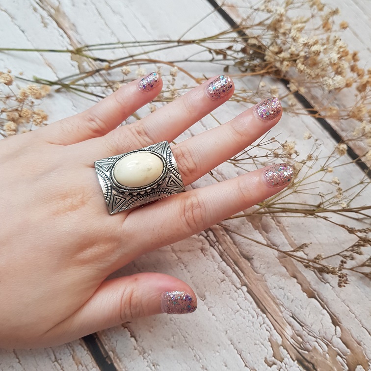 silver engraved navajo shield ring