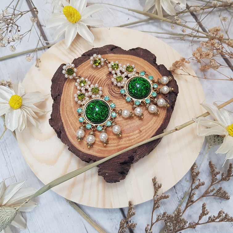 flower rhinestones boho dangle earrings