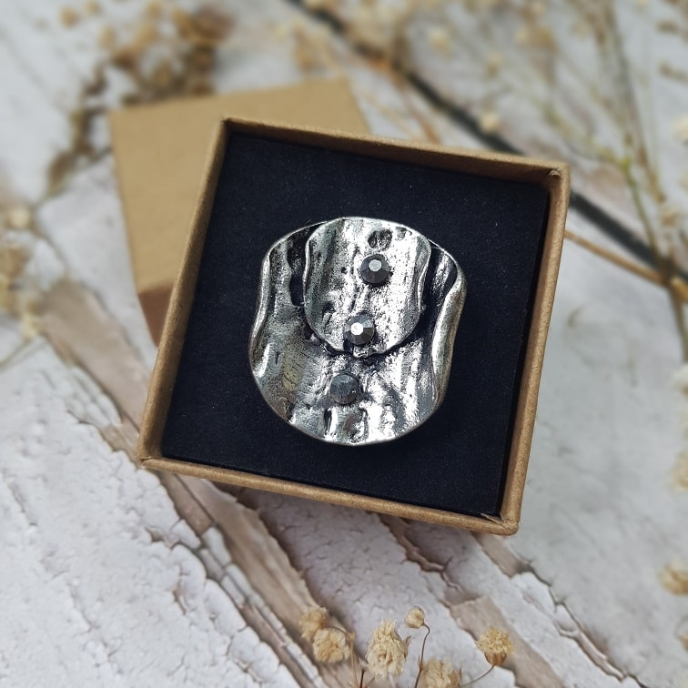 oxidised silver tectonic plate ring