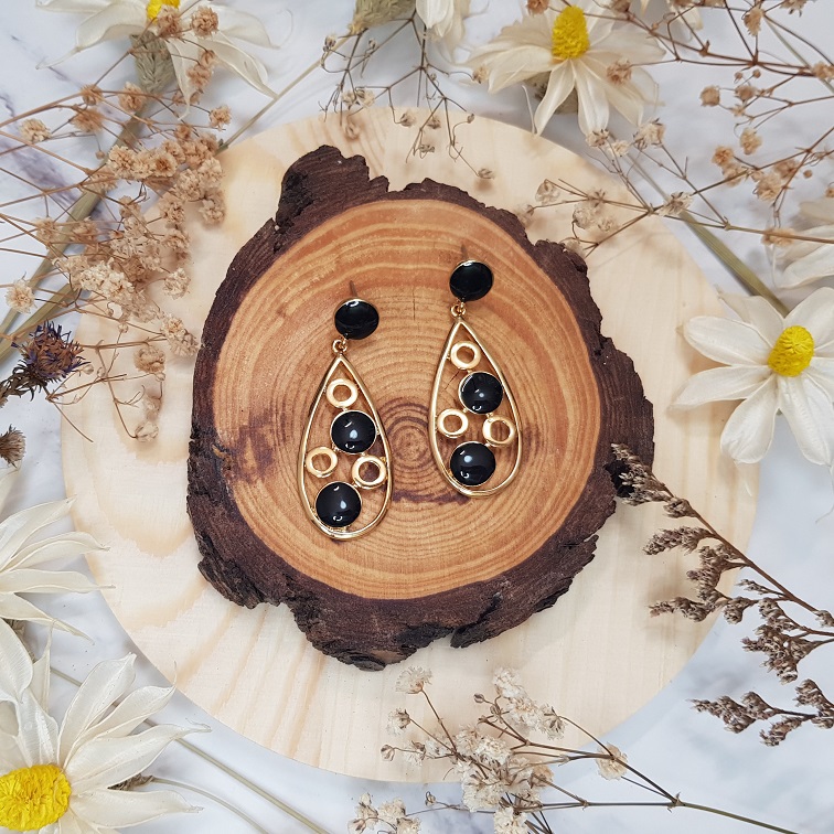 geometric polka statement earrings