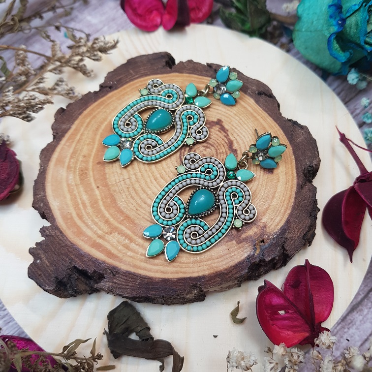 gyspy beaded stud statement earrings