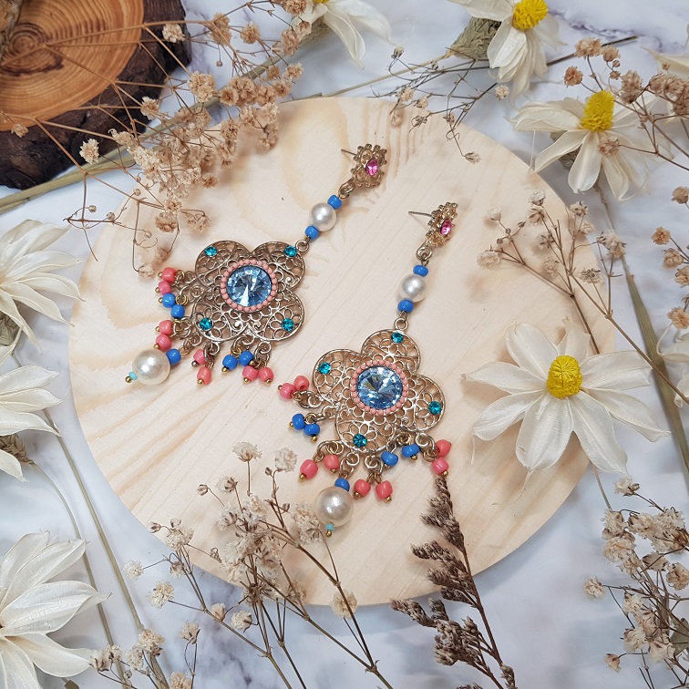 colorful ombre mistletoe boho statement earrings