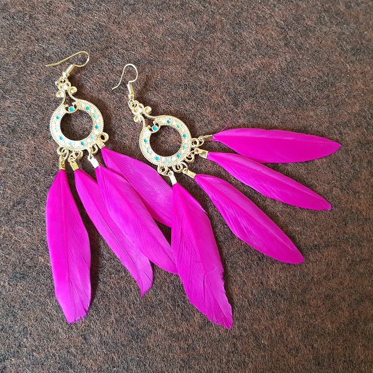 ophelia neon pink boho earrings