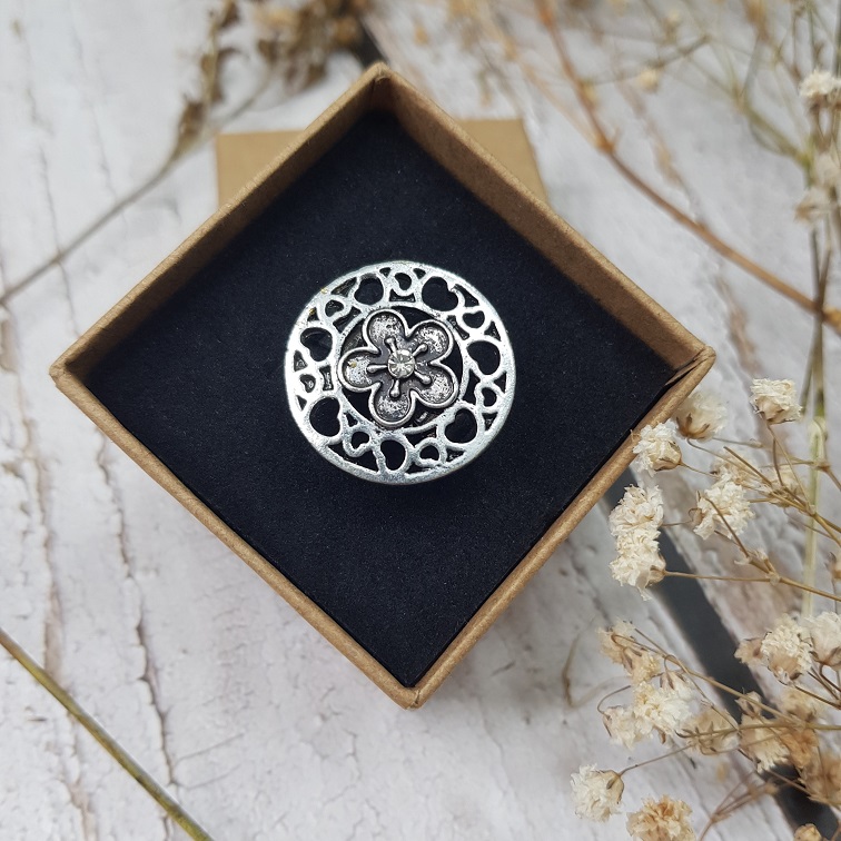 vintage boho blossom hearts cut-out ring