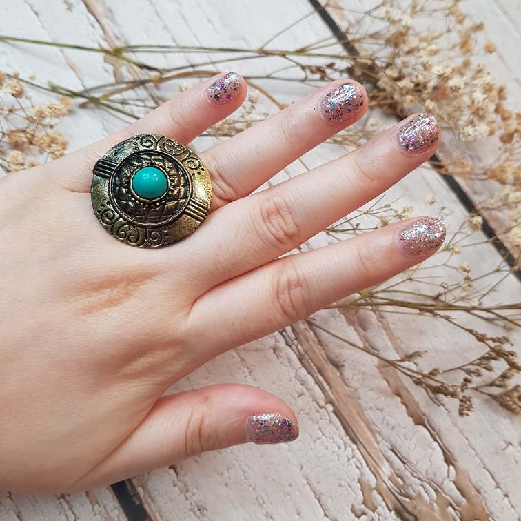 vintage turquoise round plate ring