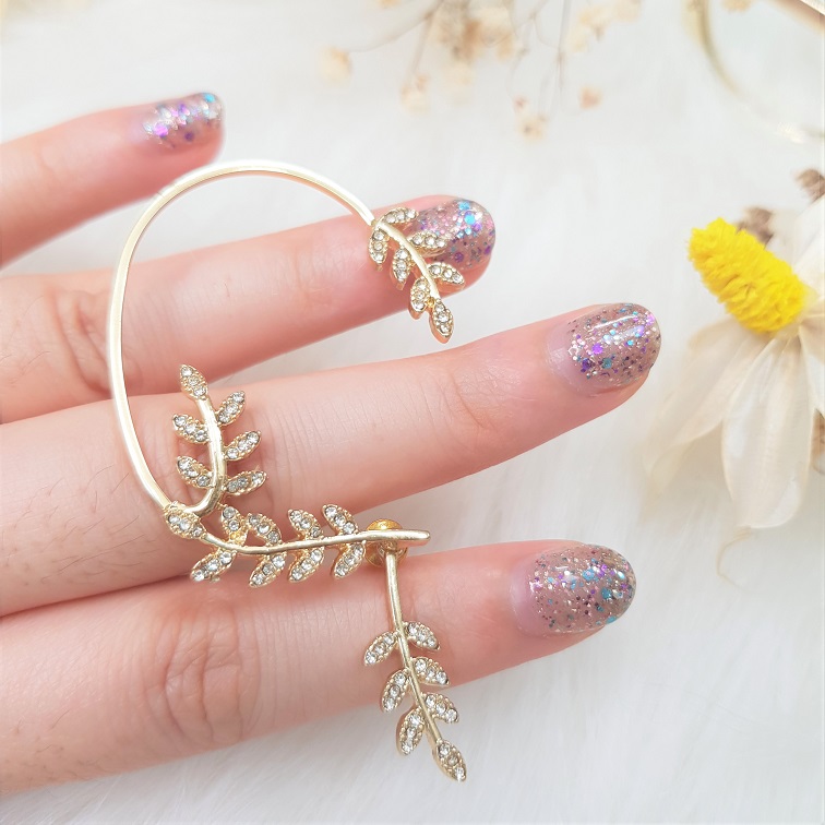 boho gold leaf earcuff