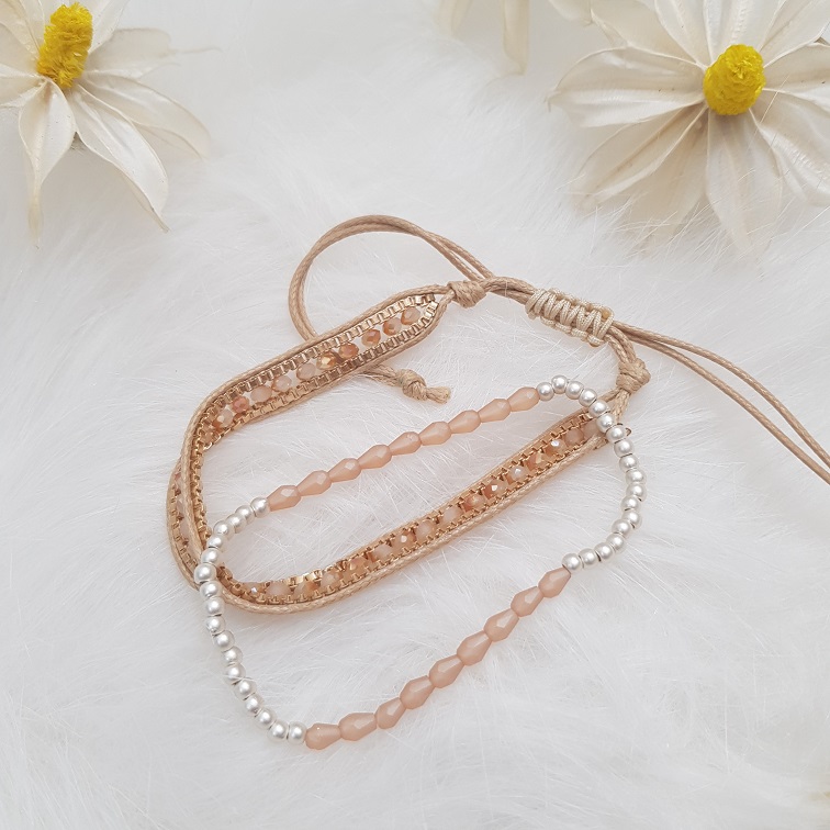 nude gold twin contrast bracelets