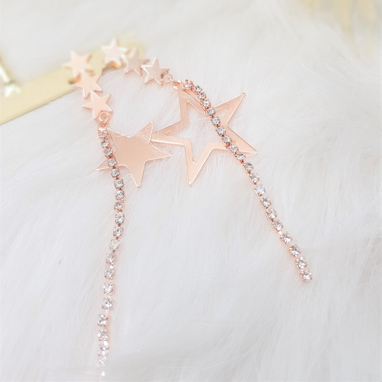 rose gold plated starry rhinestone earrings