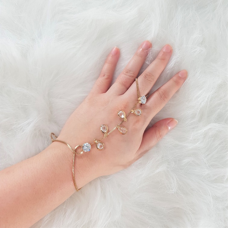 Dress Choice Trendy Gold Boho Crystal Layered Hand Harness Bangle Chain  Link Finger Ring Bracelet Beach Wedding Party Valentine's Day Jewelry Gift  For Women and Girls - Walmart.com