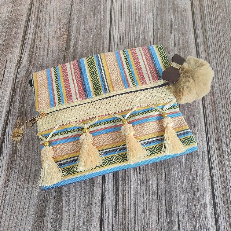 Aurora White Boho Clutch bag