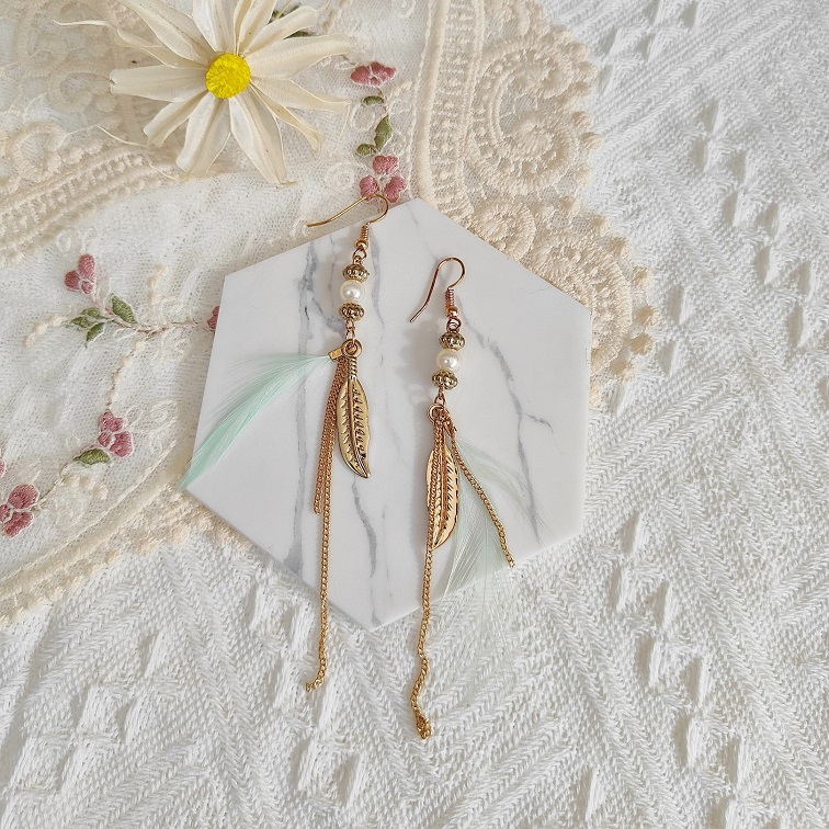 cerena mint pearl drop earrings