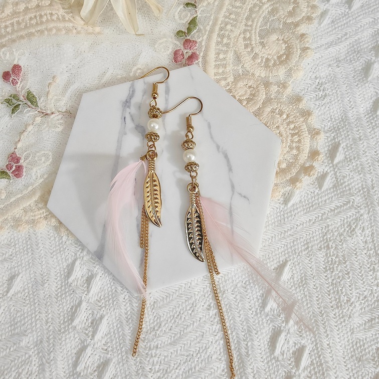 cerena pink pearl drop earrings
