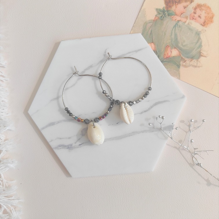 natural-polished-seashell-silver-loop-earrings