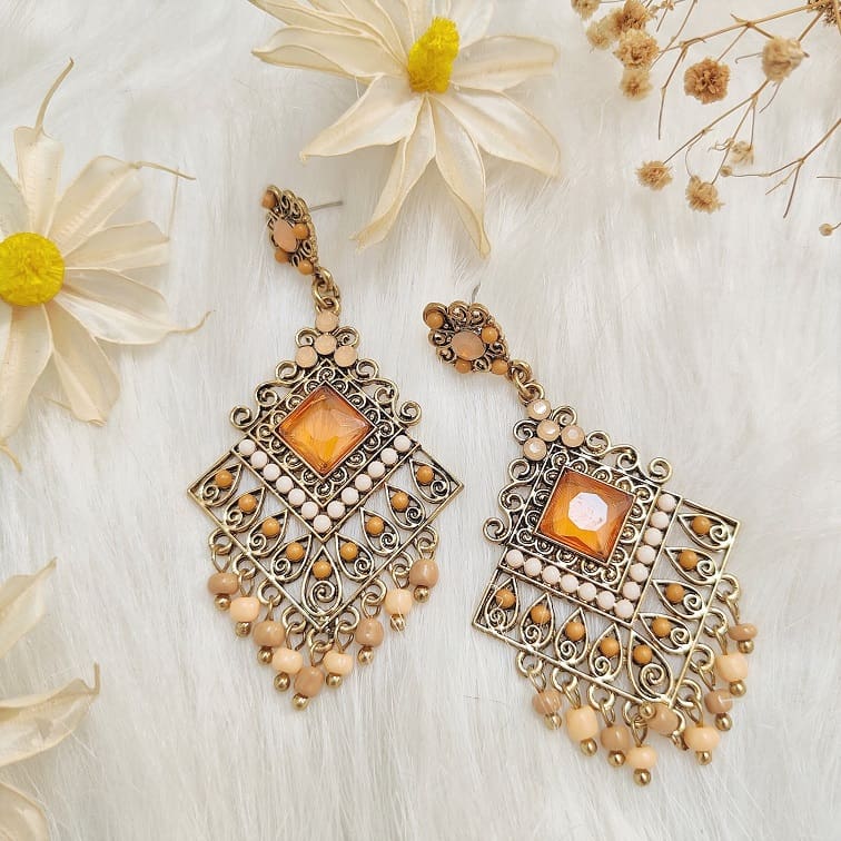 bohemian arcana peach earrings