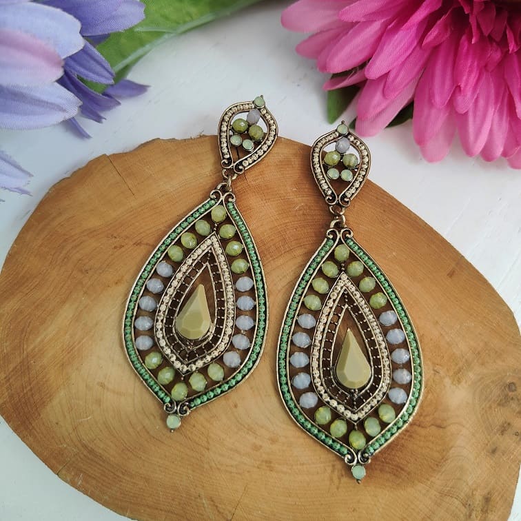 green-grey-bohemian-teardrop-earrings