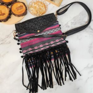 Boho Tribal Pattern Fringe Bag - Bags and Clutches