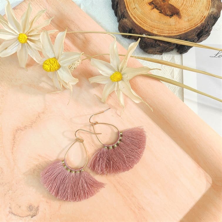 lavender classic teardrop tassel earrings