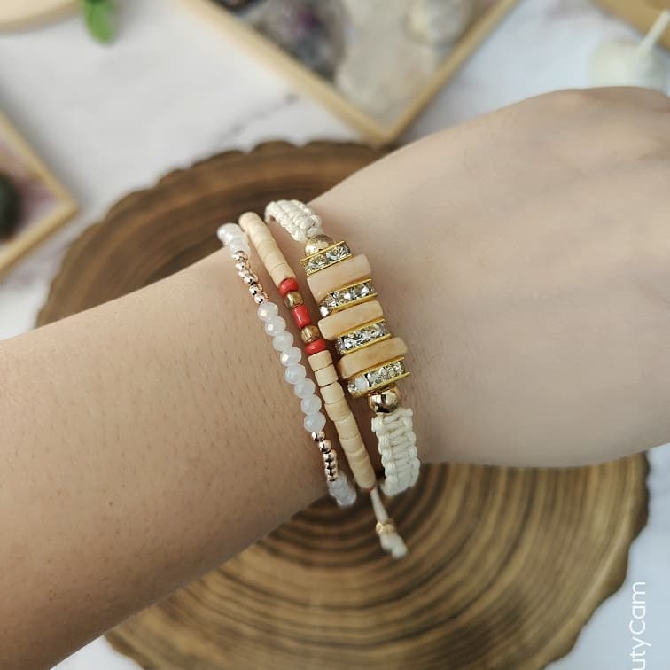 Desert Rose Woven Stack Bracelets