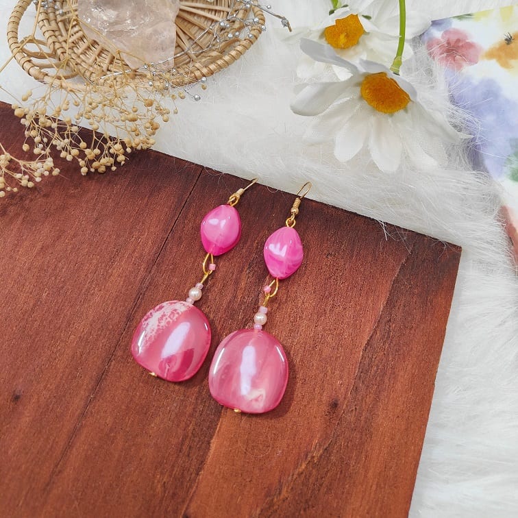 Poppy Pink Candy Resin Earrings