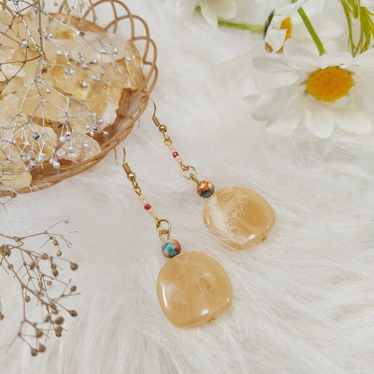 Ombre Rain Flowerstone Dangle Earrings