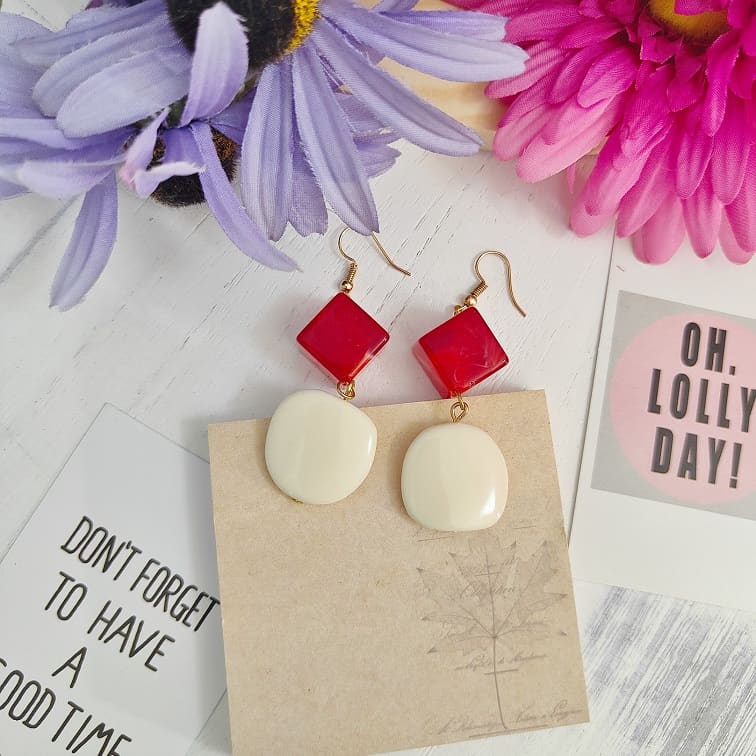 Red and White Lolly Earrings