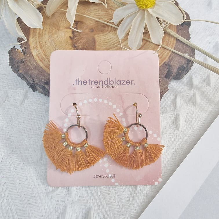 autumn petite round wired tassel earrings