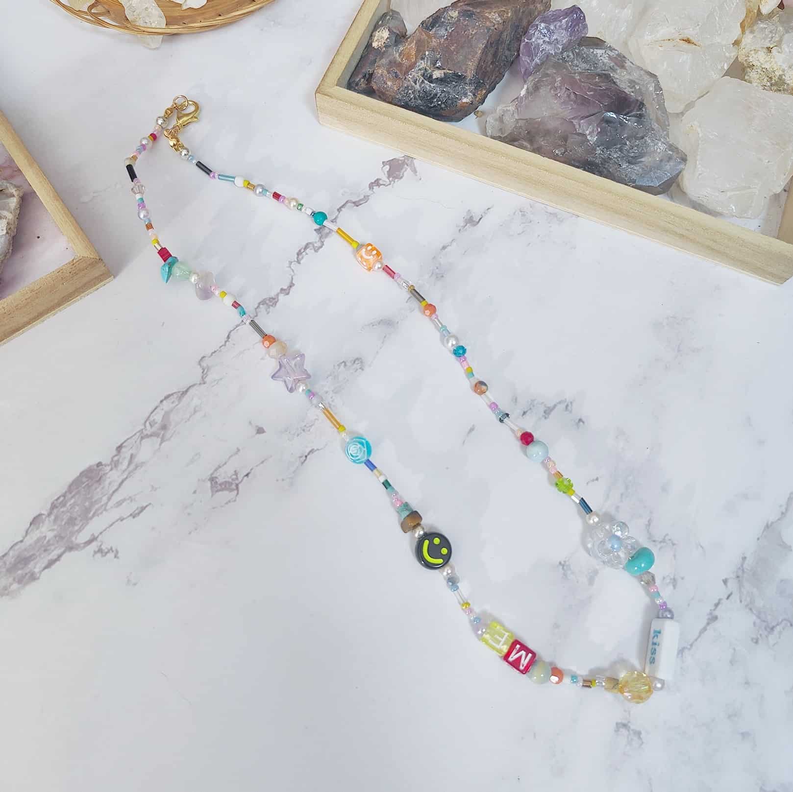 Rainbow Kiss Me Necklace Phone Charm