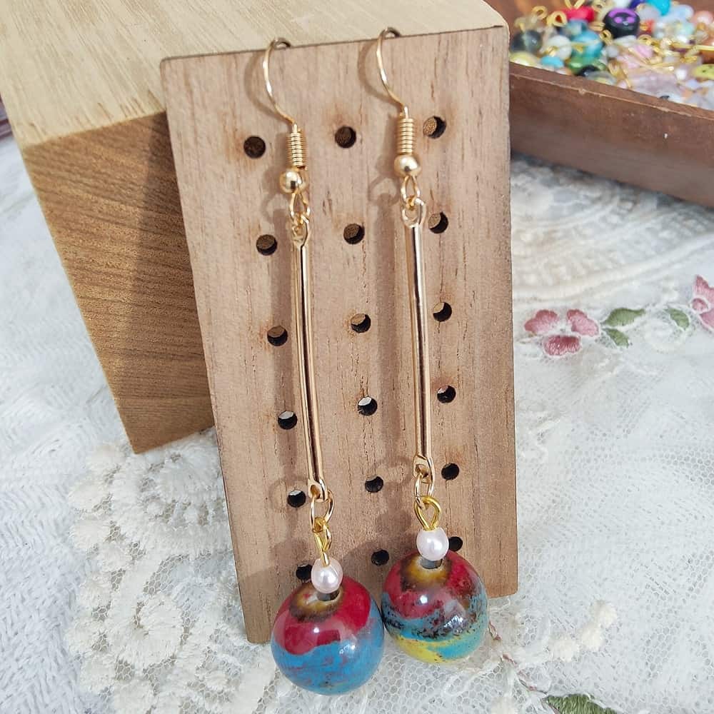 Lucky-Ombre-Clay-Beaded-Dangle-Earrings