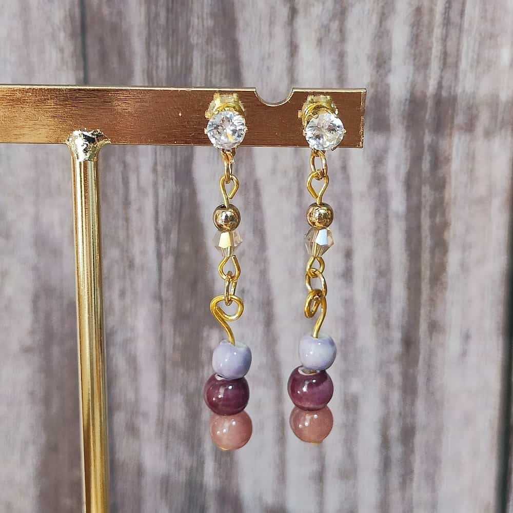 Purple-Paradise-Clay-Beaded-Diamond-Stud-Earrings