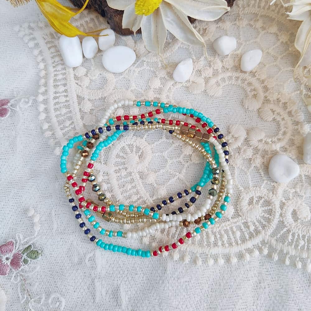 Serendipity Matt Beaded Stacked Bracelets