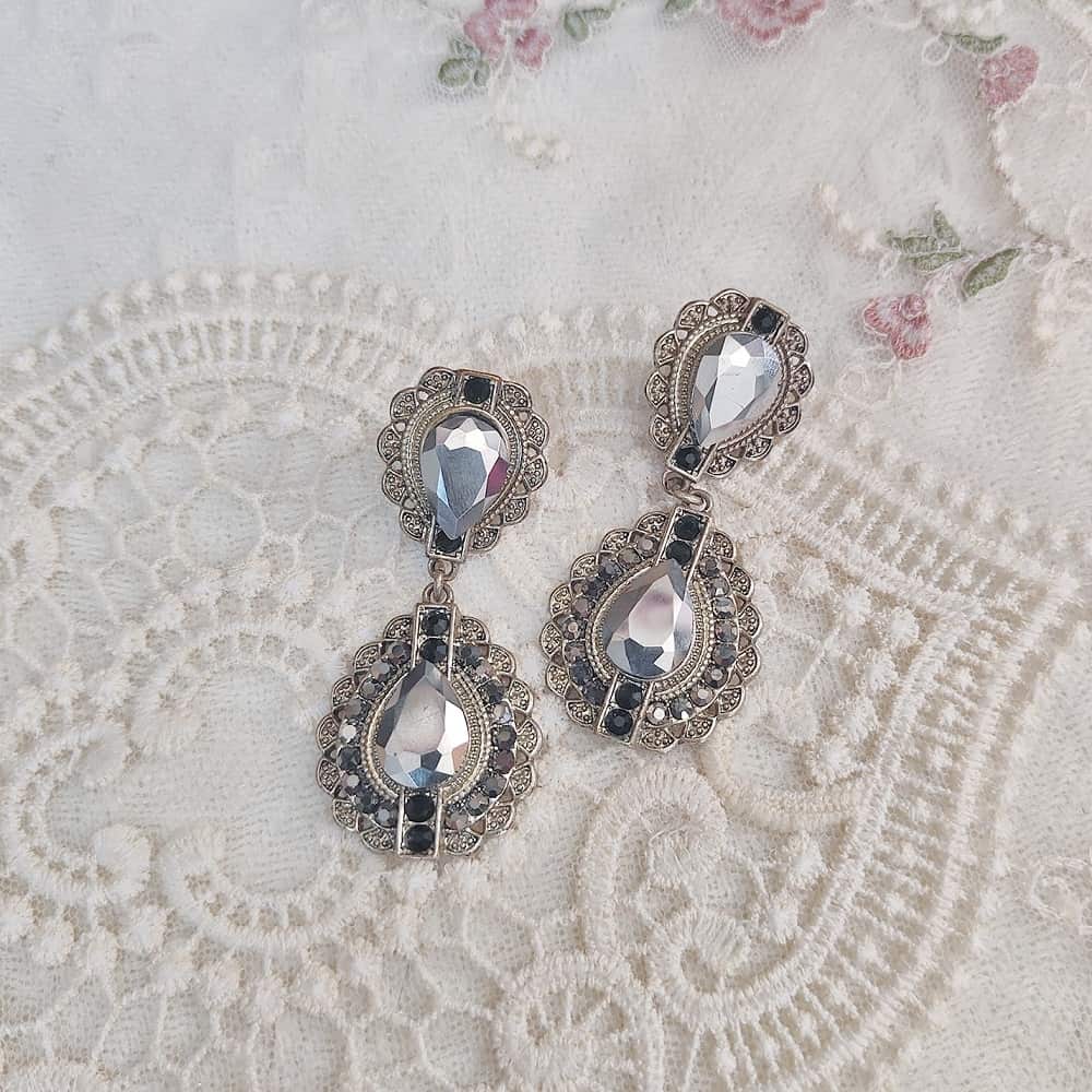 Starry Black Diamond Drop Earrings
