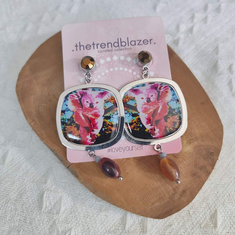 Vintage Cute Koala Printed Earrings