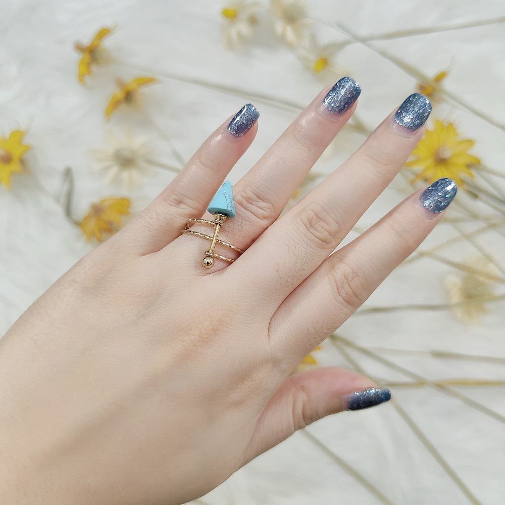 Gold Conic Turquoise Spiral Coil Signature Ring