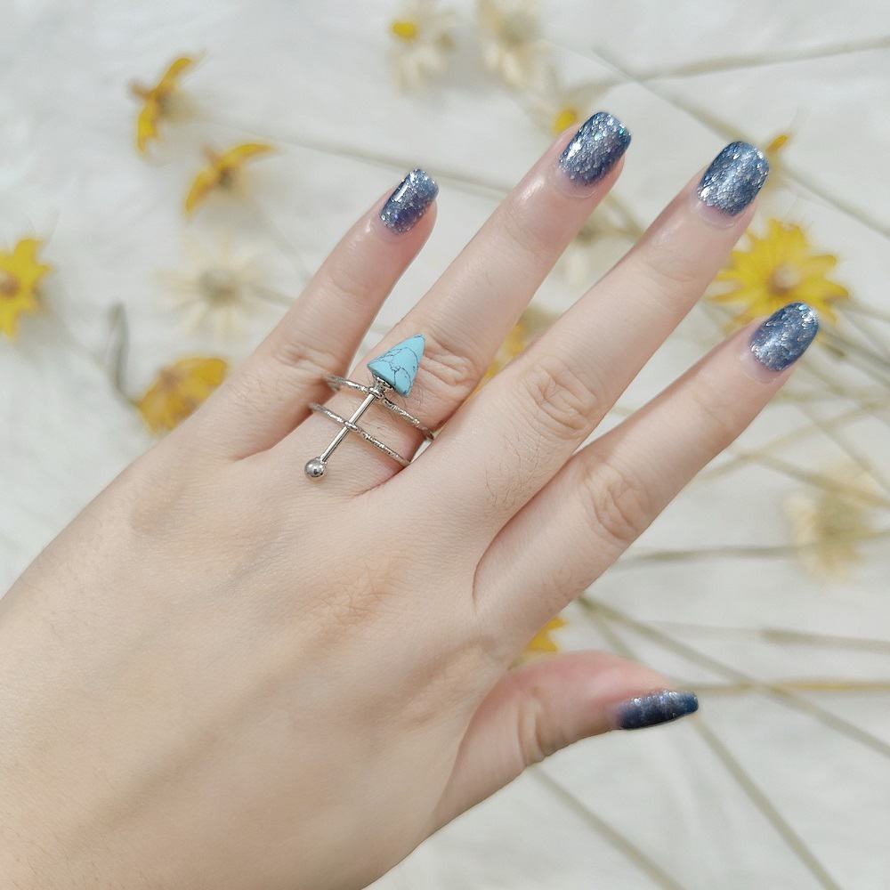 Silver Conic Turquoise Spiral Coil Signature Ring