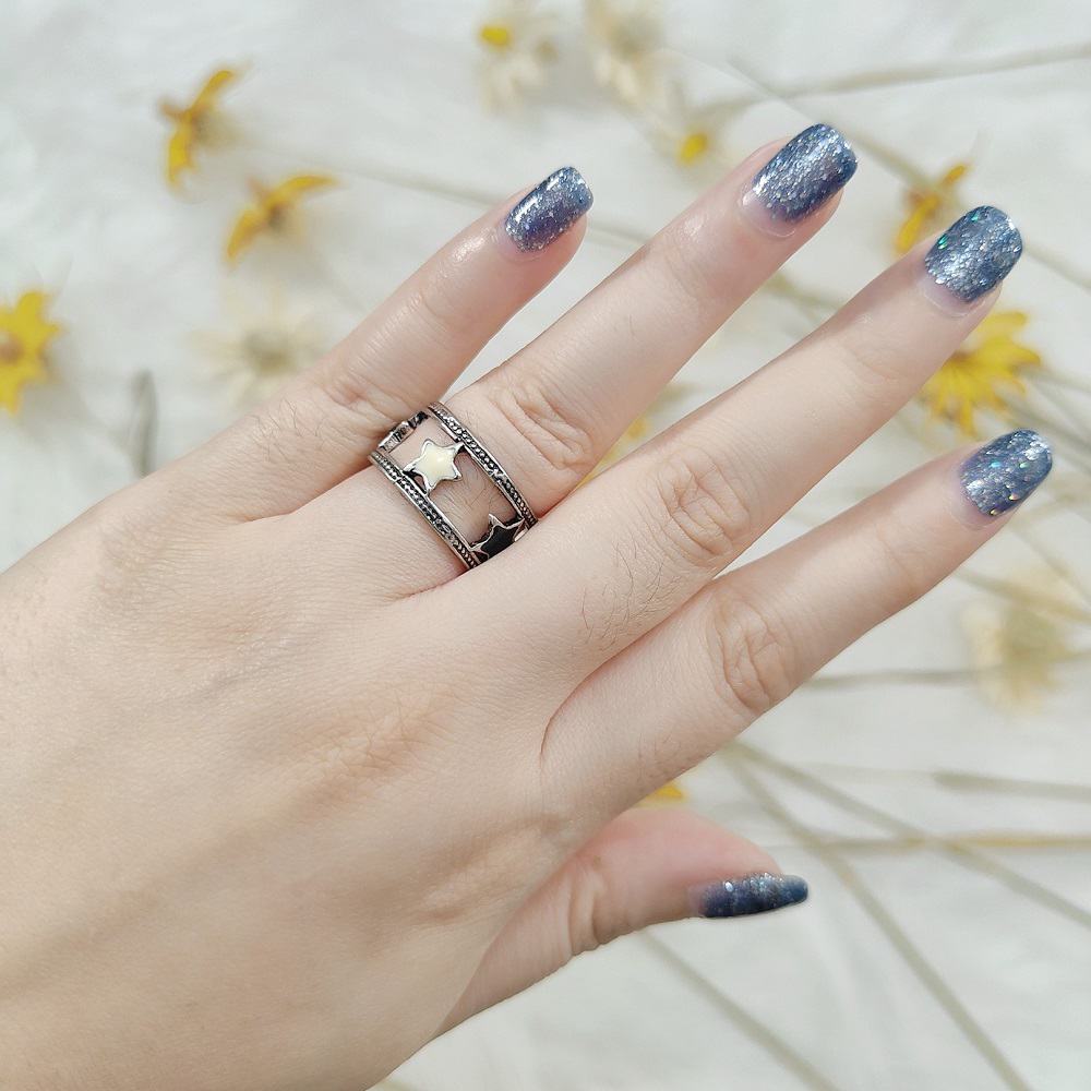 Silver Starry Carousel Cutout Design Ring Band