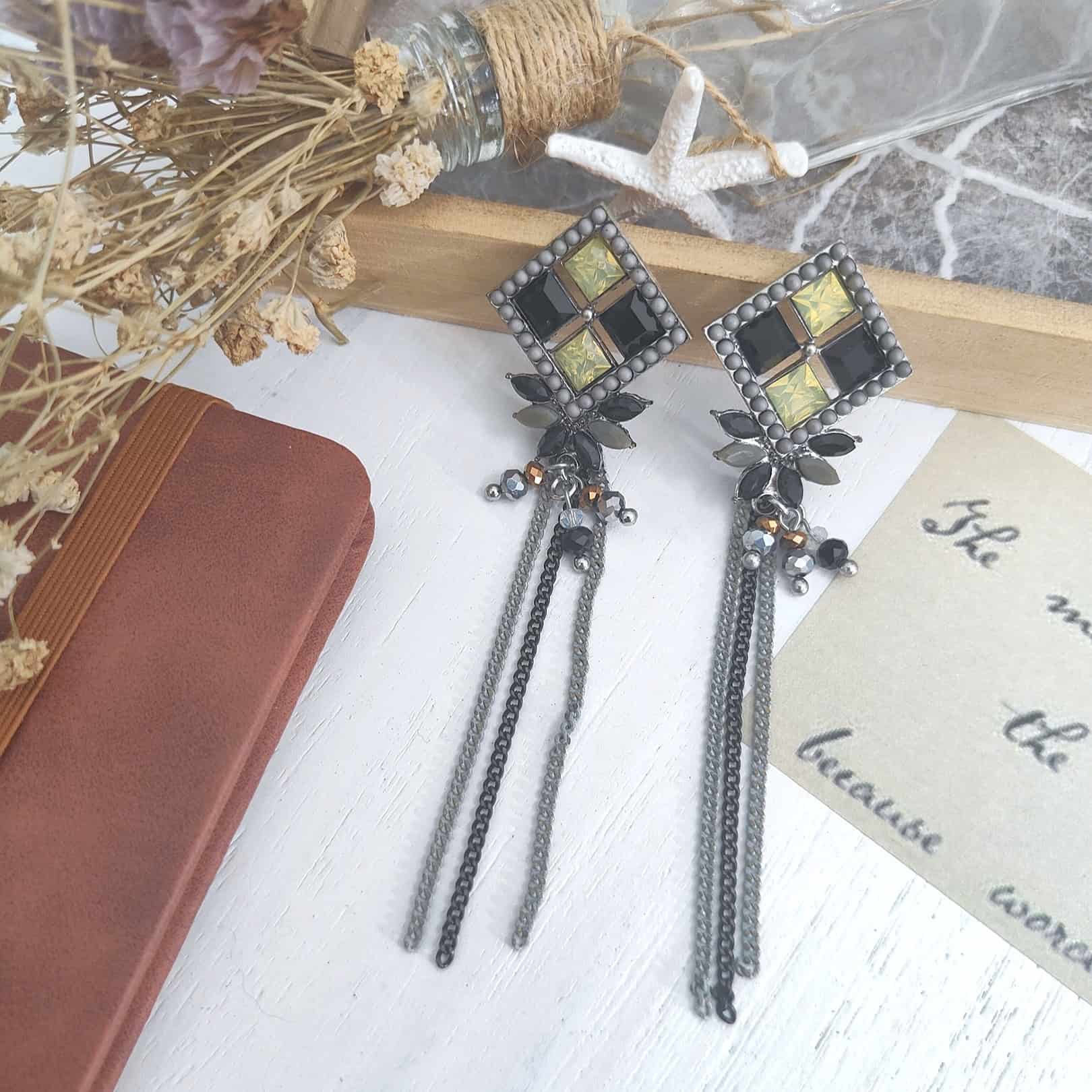 Ashley Mosaic Tassel Drop Earrings