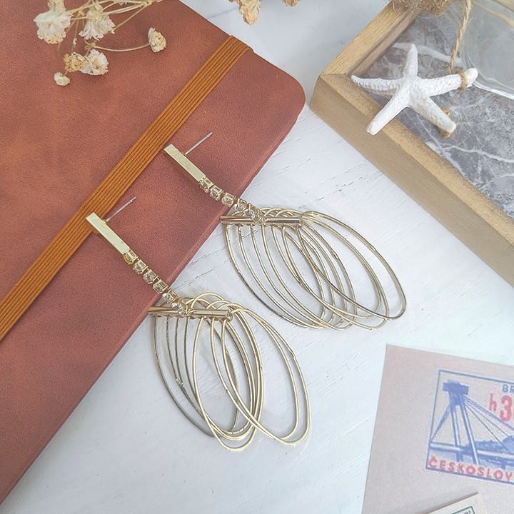 Gold Infinity Chained Hoop Dangle Earrings