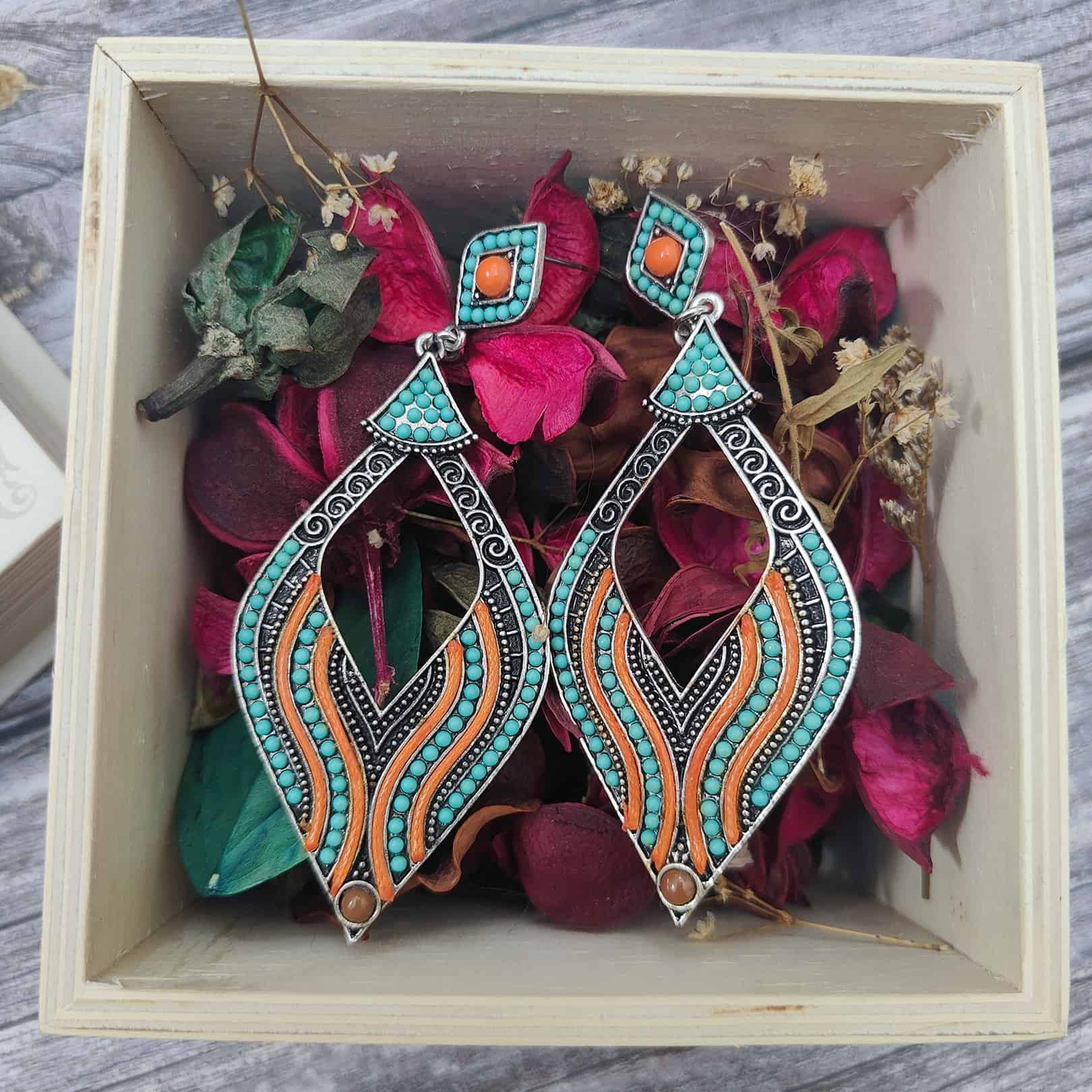 Ocean Aztec Embellished Statement Earrings
