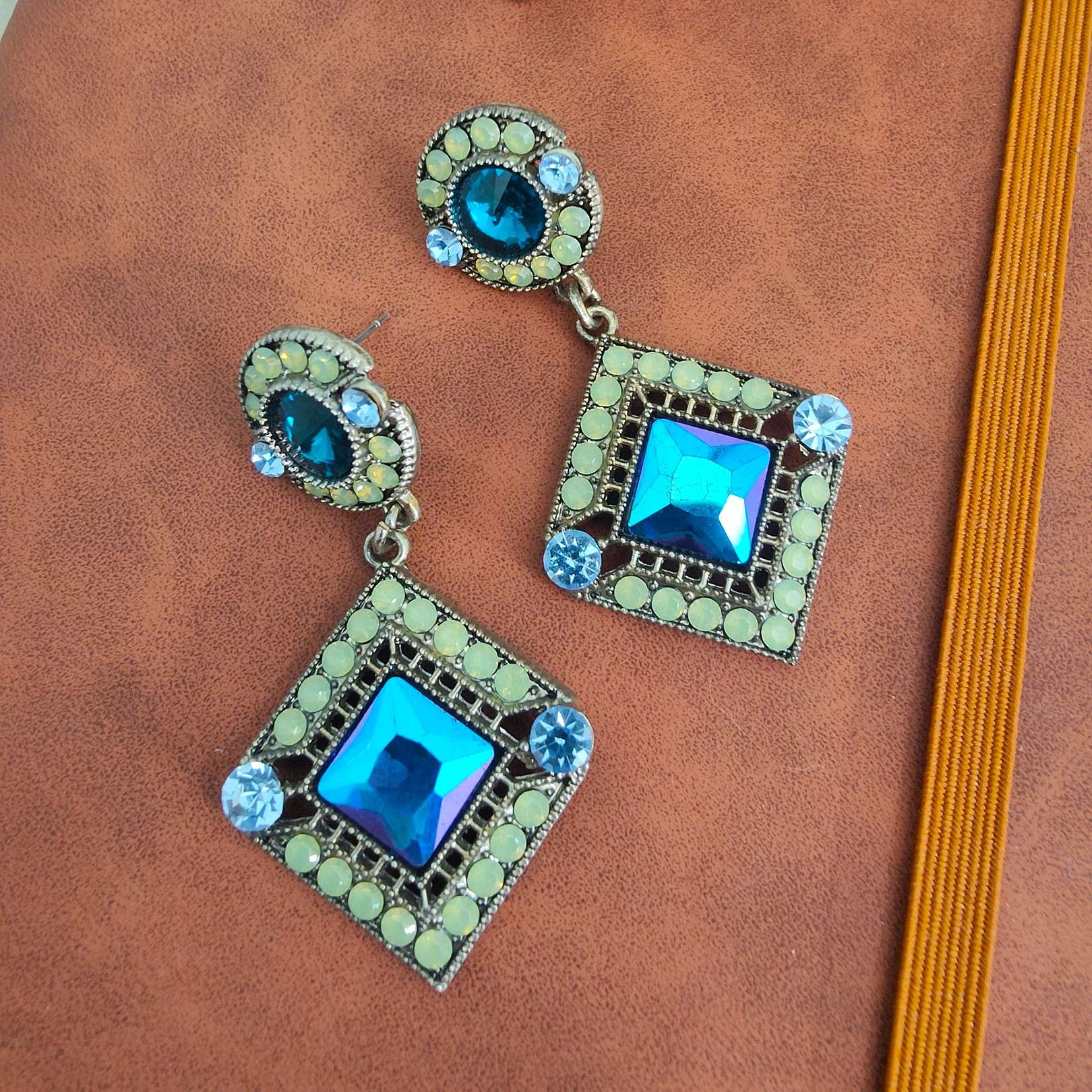 Sparkling Marine Rhinestone Drop Earrings