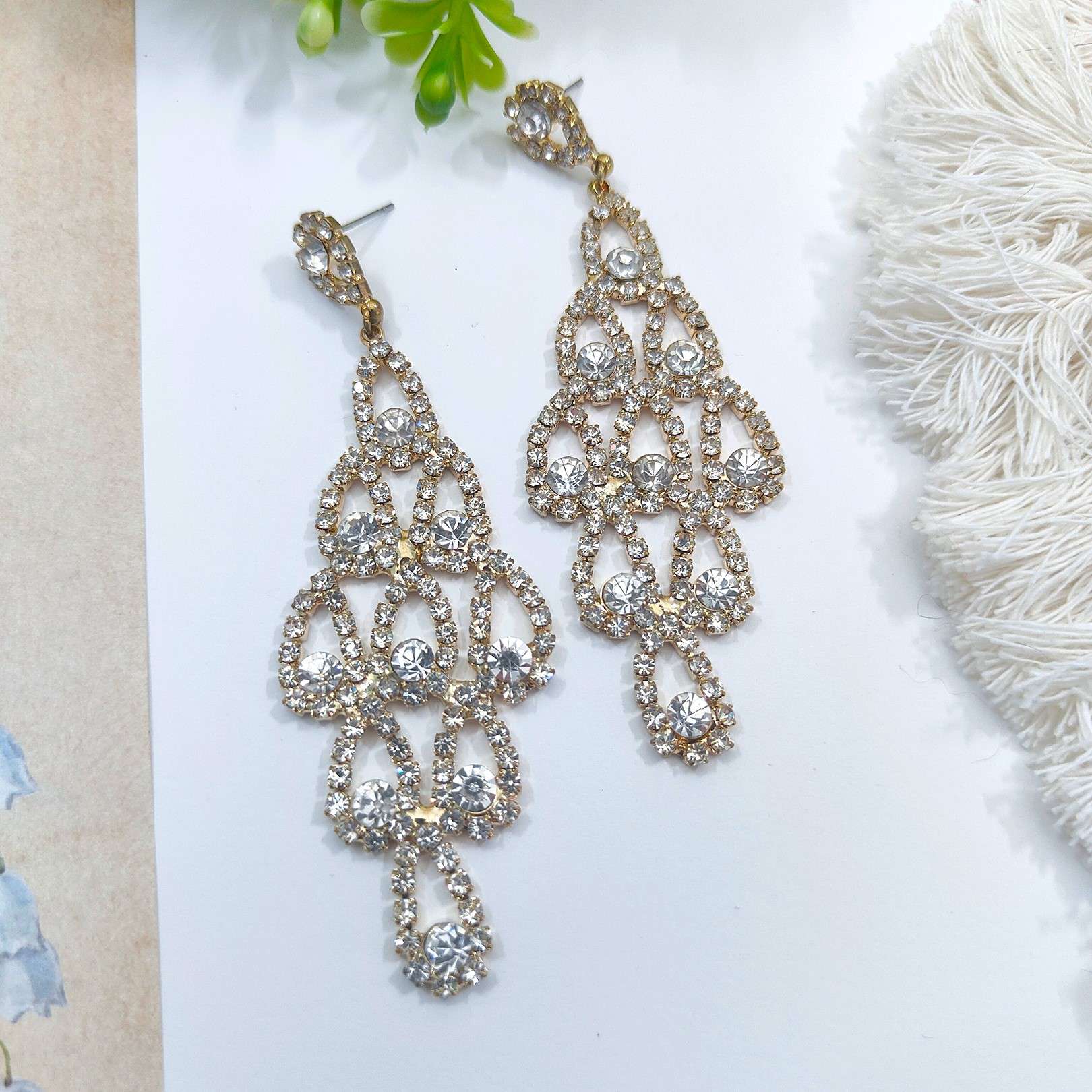 Crystal Rhinestone Chandelier Statement Earrings