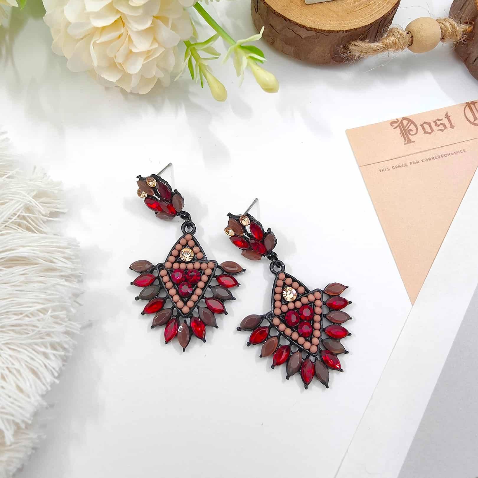 Luminous Onyx Crystal Beaded Earrings